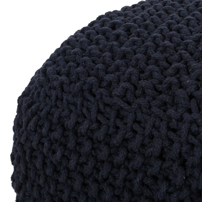 Pim Modern Knitted Cotton Cube Pouf Dark Blue - Christopher Knight Home, 5 of 8