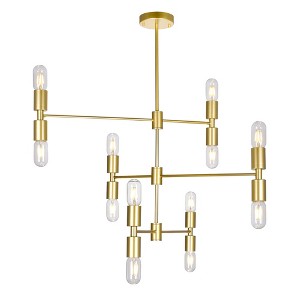 CWI Lighting Hand Crank 12 Light Chandelier With Medallion Gold Finish - 1 of 4