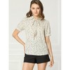 INSPIRE CHIC Women's Retro Dots Print Bow Tie Peter Pan Collar Chiffon Blouse - 4 of 4