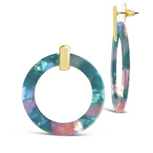 SHINE by Sterling Forever 1.25" Circle Resin Stud Drop Earrings - 1 of 3
