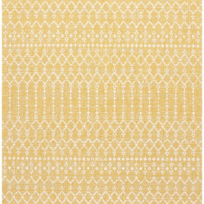 Boho-Chic Moroccan Inspired Yellow/Cream Geometric Indoor/Outdoor Rug