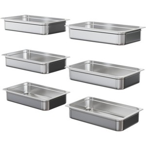 Commercial Grade 6-Pack Stainless Steel Pans, 2.5-Inch Deep Steam Table Pans for Catering and Buffets, Kitchen Food Containers - 1 of 4