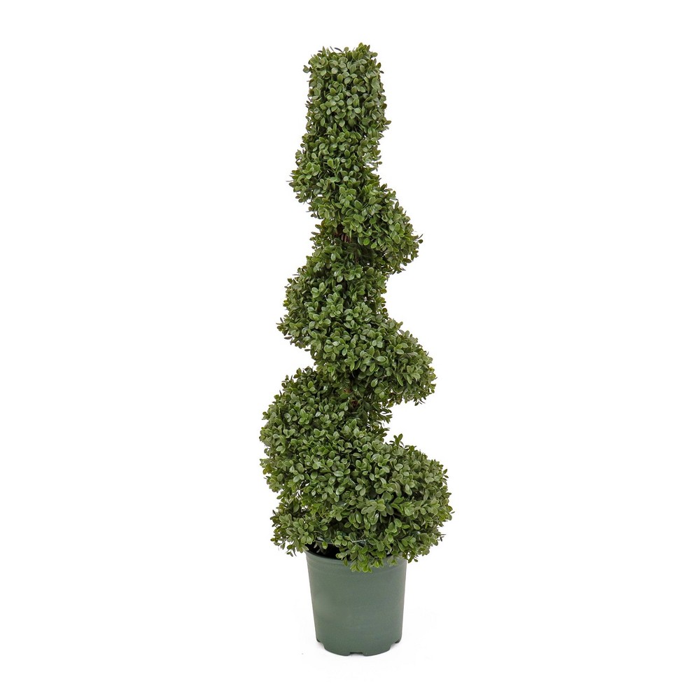 National Tree Company 44" Boxwood Spiral Topiary Artificial Tree: Faux Polyethylene, Freestanding, Unlit