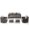 5 Piece Outdoor Patio Furniture Set Wicker Patio Conversation Set, Outdoor Swivel Rocker Chairs with 3-Seater Sofa and 2 Ottomans for Small Space - 2 of 4