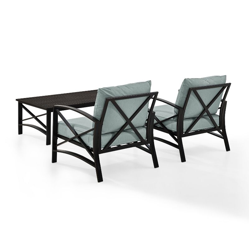 Crosley 3pc Kaplan Steel Outdoor Patio Small Space Chat Set, 4 of 9