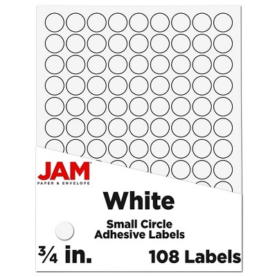 JAM Paper Circle Round Label Sticker Seals 0.75 Inch Diameter White 108/Pack 3147612190