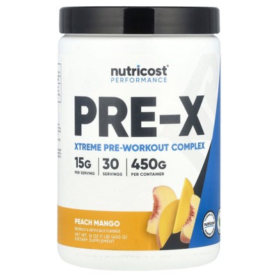Nutricost Performance, Pre-X, Xtreme Pre-Workout Complex, Peach Mango, 1 lb (450 g)