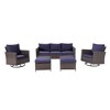 Sonkuki 5-Piece Patio Conversation Set with Swivel Rocking Chair, Navy Blue Cushion - 2 of 4
