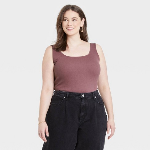 Women's Plus Size Tank Top - A New Day™ Mauve 4x : Target