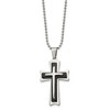 Chisel Stainless Steel Polished with Black Acrylic Cross Pendant on a 24" Ball Chain Necklace - 2 of 4