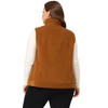 Agnes Orinda Women's Plus Size Corduroy Zipper Side Pocket Casual Sleeveless Fleece Vests - 4 of 4