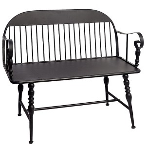 The Lakeside Collection Metal Spindle Leg Farmhouse Bench - Black - 1 of 4