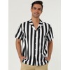 Lars Amadeus Men's Summer Striped Shirts Short Sleeves Button Down Beach Color Block Shirt - 3 of 4