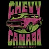 Juniors Womens General Motors Retro Pink and Green Chevy Camaro T-Shirt - 2 of 4