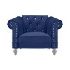 New Classic Furniture,Furniture Emma Velvet Fabric Arm Chair with Rolled Arms in Royal Blue - 2 of 4