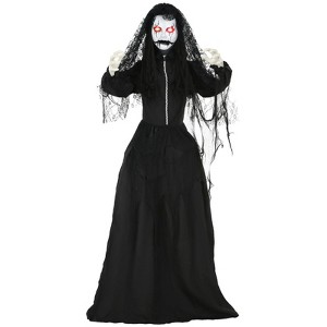 SEVOBAL Party Decorations and Accessories 67" Animated Scary Ghost Bride Halloween Prop with Sound for Haunted House, Black, 47.25"*7.1"*66.9" - 1 of 4