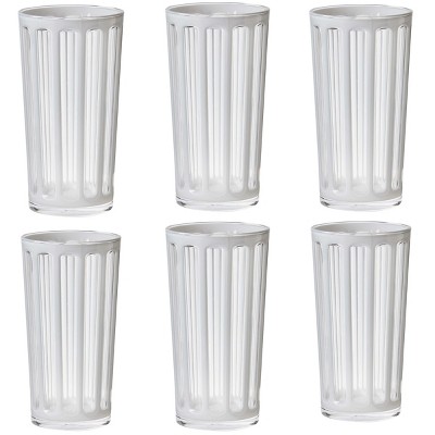 TAG Villa 22 oz White Acrylic Tumbler BPA-Free, Dishwasher Safe, Durable Drinkware Set of 6