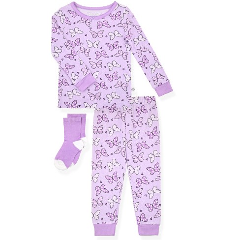 Sleep On It Infant Girls 2-piece Super Soft Jersey Snug-fit Pajama Set With  Matching Socks - Butterfly Bliss, Purple, Size 18m : Target
