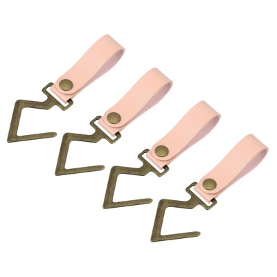 Unique Bargains PU Leather Home Camping Multipurpose S Hooks and Hangers 4 Pcs