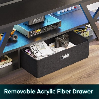 70 Inch Gaming Tv Stand with Power Outlet for TVs up to 75 Black