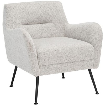Tilbrook Mid-Century Light Grey Plush Armchair with Black Legs