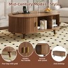 42.5" Mid Century Modern Oval Coffee Table with Charging Station,Fluted Sliding Tambour Door for Living Room-Baofuwish - 3 of 4