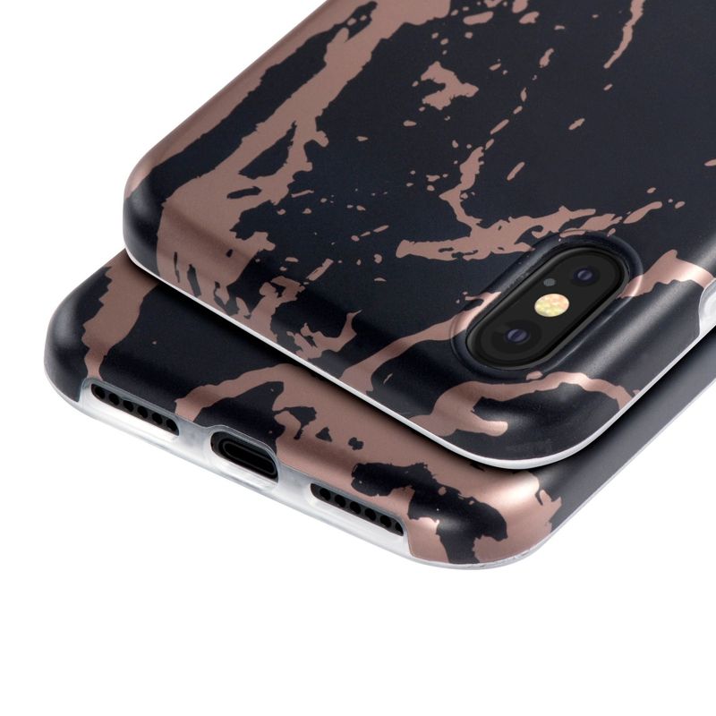 Insten Protective Marble & Rose Gold Design IMD TPU Phone Case for Apple iPhone XS / iPhone X, 4 of 10