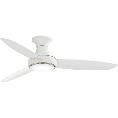 54" Minka Aire Modern Hugger Outdoor Ceiling Fan with LED Light Remote Control White Etched Opal Glass Wet Rated for Patio Porch