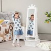 Costway Kid Freestanding Jewelry Armoire 2-in-1 Full Length Mirror Storage Drawer Pink/White - 4 of 4