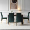 Oversart 5-Piece Dining Set Including Green Velvet High Back Golden Color Legs Nordic Dining Chair & Creative Design MDF Dining Table - 3 of 4