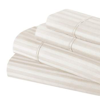 100% Premium Cotton 300 Thread Count Stripe Deep Pocket Luxury Bed Sheet Set by Blue Nile Mills