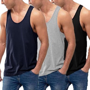COOFANDY Men's 3 Pack Tank Tops Cotton Performance Sleeveless Casual Classic T Shirts S-XXL - 1 of 4