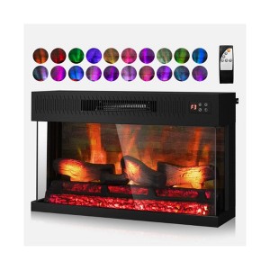 Karl Home 1400-Watt 36-inch Electric Fireplace Insert with 3 Sided Glass and 20-Color Flame - 1 of 4