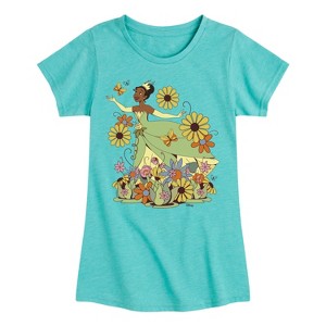 Girls' - Disney Princess - Tiana Retro Flowers Fitted Short Sleeve Graphic T-Shirt - 1 of 3