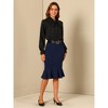 Allegra K Women's Fishtail High Waisted Peplum Midi Bodycon Skirt with Belt - 2 of 4