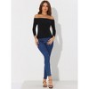 Allegra K Women's Slim Fit 3/4 Sleeves Casual Off Shoulder Top - 3 of 4