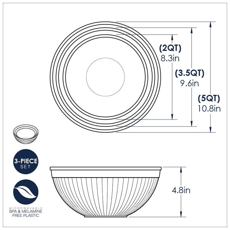 Nordic Ware 3 Piece Prep and Serve Mixing Bowls, 5 of 6