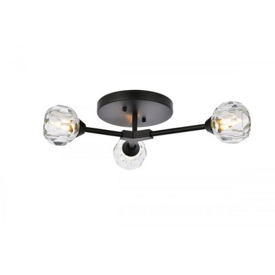 Elegant Lighting Zayne 3 Light Flush Mount in Black