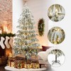 LuxenHome 7.5Ft Pre-Lit Snowy Branches Slim Artificial Cedar Christmas Tree with Metal Stand Green - 2 of 4
