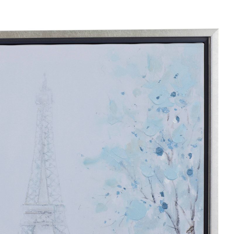 Canvas Eiffel Tower Framed Wall Art with Silver Frame Blue - Olivia &#38; May, 5 of 7