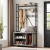 Shoe Rack for Closet, 36.41" Hall Tree with Shoe Storage Bench, 3 in 1 Hallway / Entryway Bench with Coat Rack & Wall Rack 8 Hooks, Industrial Bench - 4 of 4