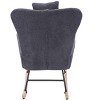 Gulches Dark Gray Teddy Nursery Rocking Chair, Upholstered High Back Armchair with Steel & Solid Wood FrameLiving Room & Bedroom Use - 4 of 4