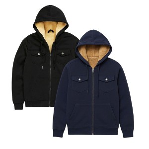 BenBen 2 Pack Men's Faux Shearling Zip Hoodie - 1 of 3
