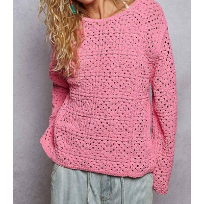 Women's Open Knit Crochet Sweater - POL