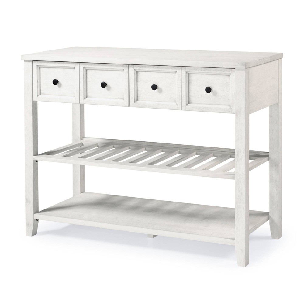 48" Farmhouse Solid Wood 2 Drawer Buffet White - Saracina Home: Pine Sideboard, Kitchen Storage Cabinet