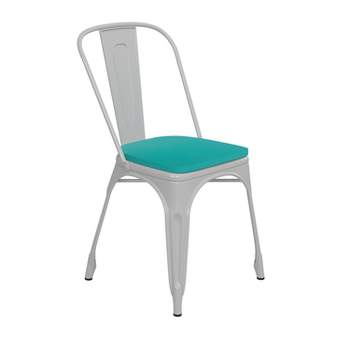 Flash Furniture Perry Commercial Grade Metal Indoor-Outdoor Stackable Chair with All-Weather Polystyrene Seat