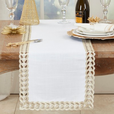 Gold Braided Bliss Border Polyester Table Runner, 16"x72"
