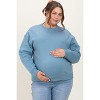 Pinkblush Blue Basic Fleece Crewneck Maternity Sweatshirt - 2 of 4