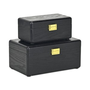 HomeRoots Set Of Two Black Solid Wood Jewelry Box - 1 of 4