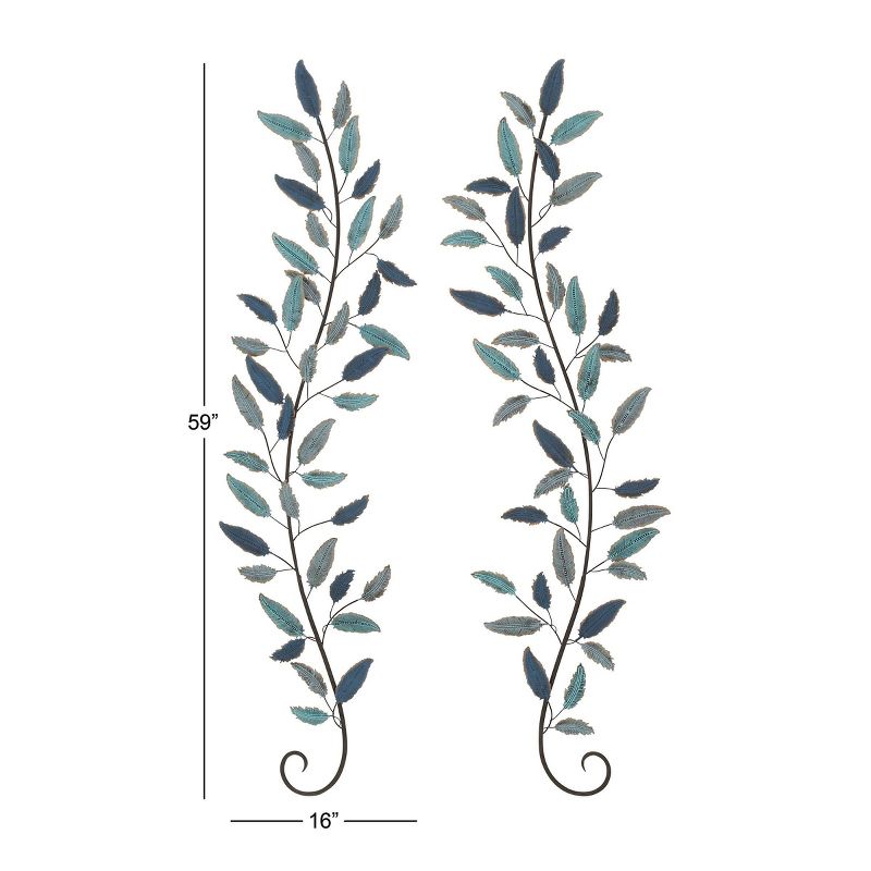 Metal Leaf Wall Decor Set of 2 Turquoise - Olivia &#38; May, 3 of 5